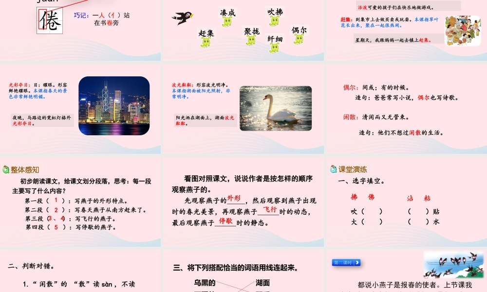 三年级语文下册 第一单元 第2课 燕子课件 新人教版-新人教级下册语文课件