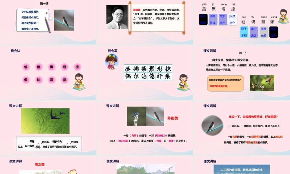 三年级语文下册 第一单元 第2课 燕子课件2 新人教版-新人教版小学三年级下册语文课件