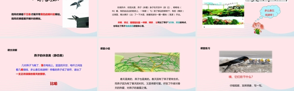 三年级语文下册 第一单元 第2课《燕子》教学课件 新人教版-新人教版小学三年级下册语文课件