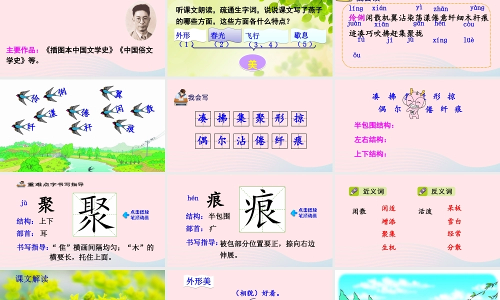 三年级语文下册 第一单元 第2课《燕子》课件 新人教版-新人教版小学三年级下册语文课件