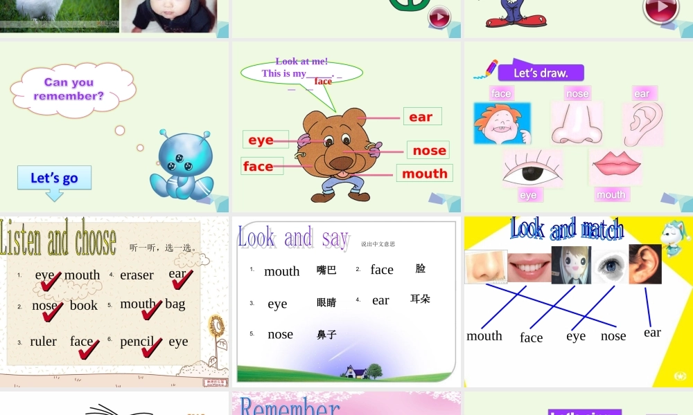 二年级英语上册 lesson 11 My face课件2 冀教版（一起）-冀教版小学二年级上册英语课件