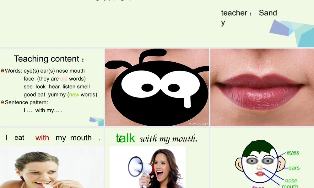 二年级英语上册 lesson 15 I hear with my ears课件 冀教版（一起）-冀教版小学二年级上册英语课件
