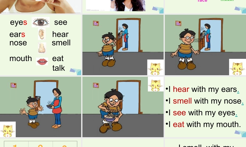 二年级英语上册 lesson 15 I hear with my ears课件 冀教版（一起）-冀教版小学二年级上册英语课件