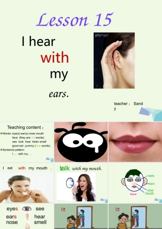 二年级英语上册 lesson 15 I hear with my ears课件 冀教版（一起）-冀教版小学二年级上册英语课件