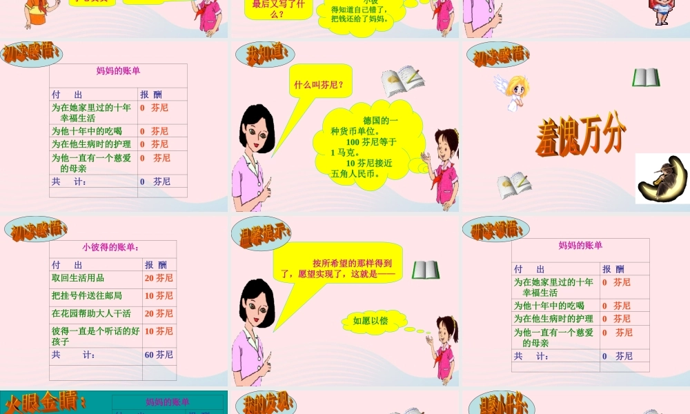 三年级语文下册 第五组 20《妈妈的账单》课堂教学课件2 新人教版-新人教版小学三年级下册语文课件