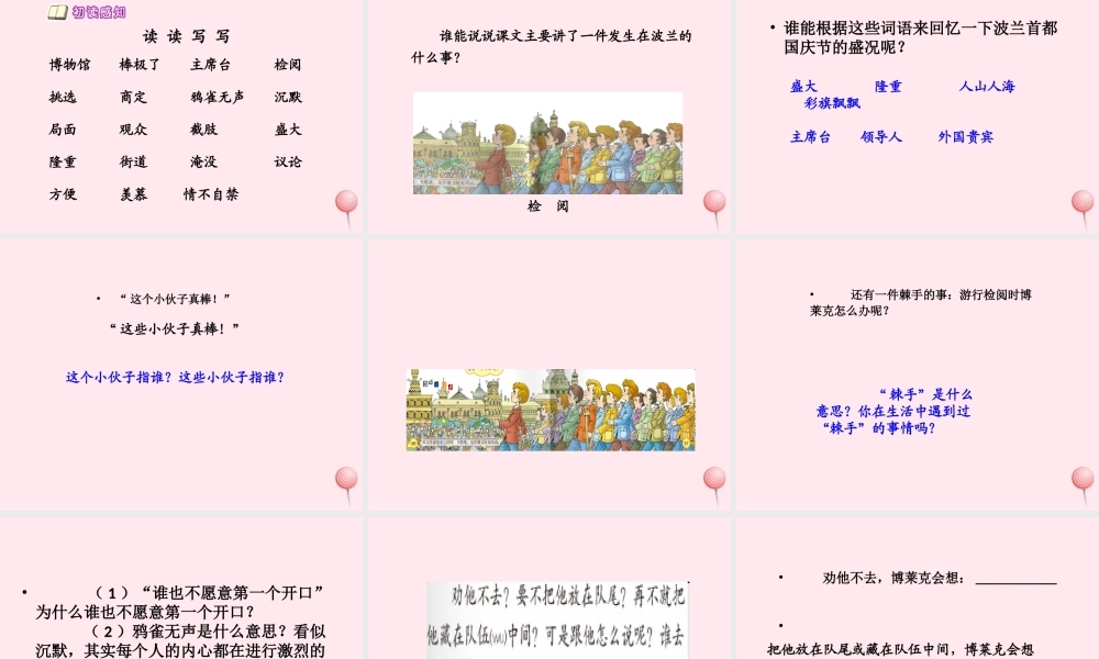 三年级语文下册 第四组 14《检阅》课堂教学课件1 新人教版-新人教版小学三年级下册语文课件