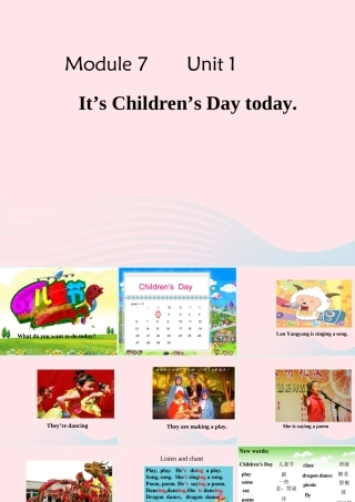二年级英语下册 Module 7 Unit 1 It’s Children’s Day today课件3 外研版（一起）-外研版小学二年级下册英语课件