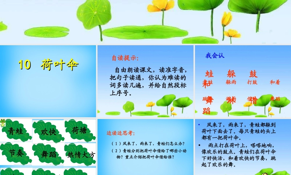 二年级语文上册《荷叶伞》课件2 语文A版-语文A版小学二年级上册语文课件