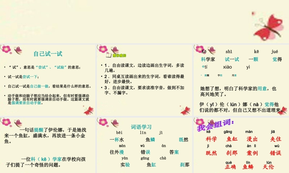 二年级语文下册 第2单元 8《自己试一试》课件5 语文S版-语文S版小学二年级下册语文课件