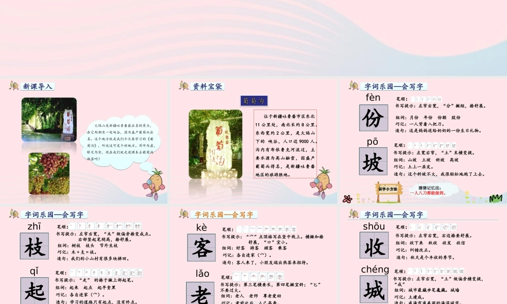 二年级语文上册 课文3 11《葡萄沟》教学课件 新人教版-新人教版小学二年级上册语文课件