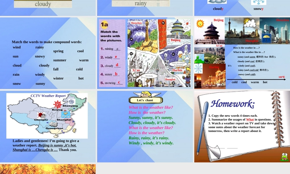 二年级英语下册《Unit 2 Weather》（Lesson 58）课件 人教新起点-人教新起点小学二年级下册英语课件