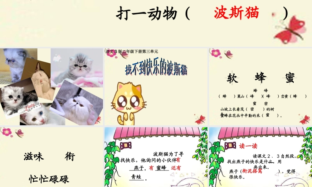 二年级语文下册 第3单元 11《找不到快乐的波斯猫》课件8 语文S版-语文S版小学二年级下册语文课件