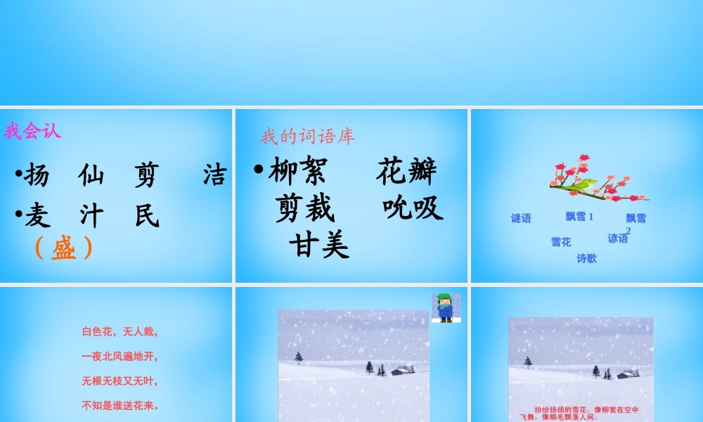 二年级语文上册《雪花》课件2 语文A版-语文A版小学二年级上册语文课件