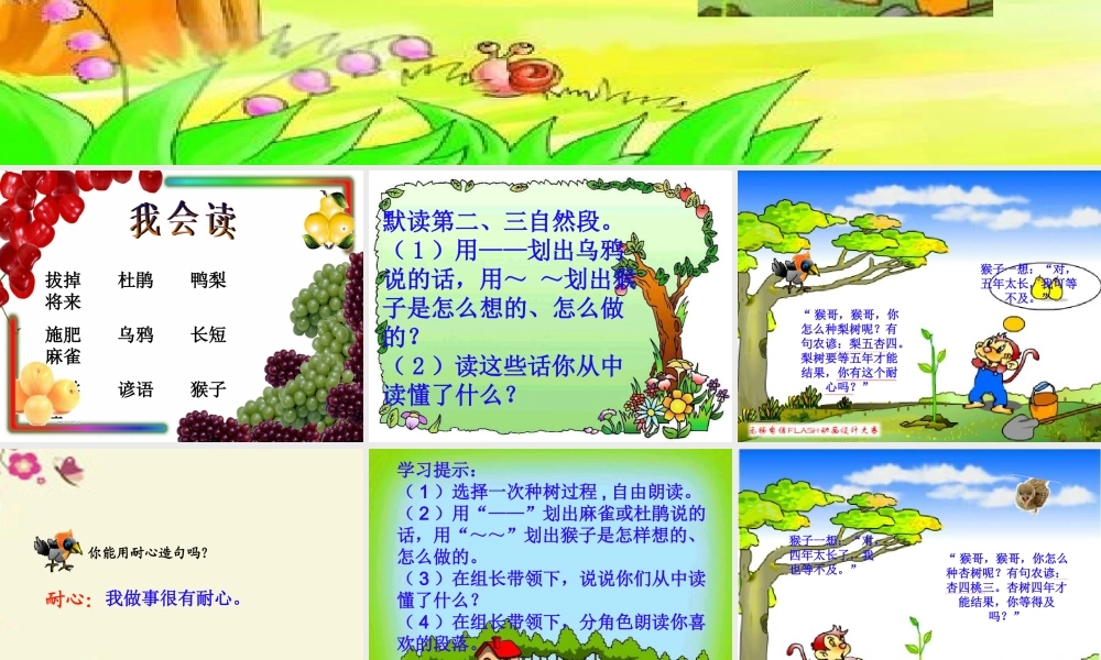 二年级语文下册 第3单元 12《猴子种树》课件1 语文S版-语文S版小学二年级下册语文课件