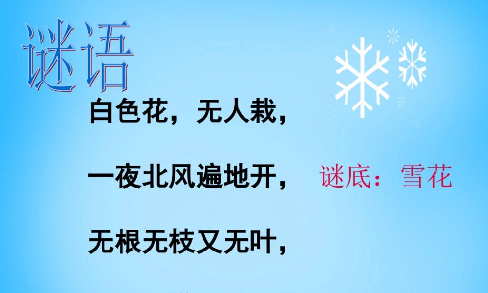 二年级语文上册《雪花》课件4 语文A版-语文A版小学二年级上册语文课件