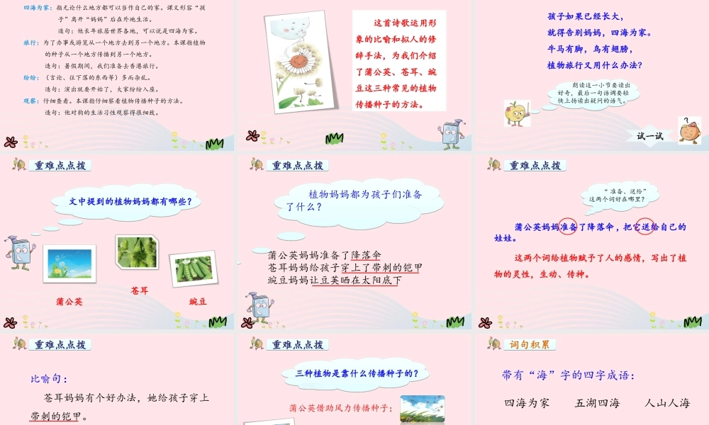 二年级语文上册 课文1 3《植物妈妈有办法》教学课件 新人教版-新人教版小学二年级上册语文课件