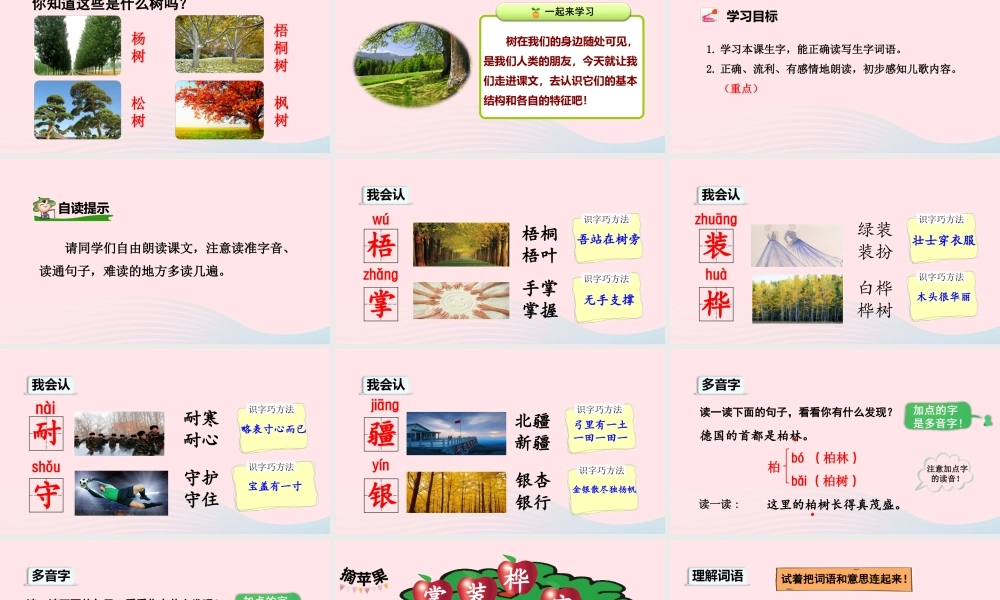 二年级语文上册 识字 2《树之歌》（第1课时）教学课件 新人教版-新人教版小学二年级上册语文课件