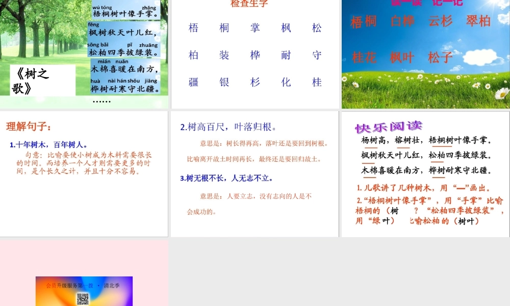 二年级语文上册 识字 2《树之歌》课堂教学课件3 新人教版-新人教版小学二年级上册语文课件