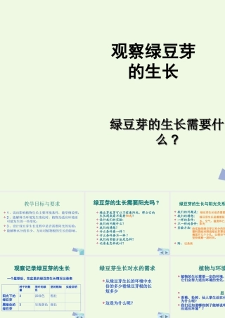五年级科学上册 1.3 观察绿豆芽的生长课件5 教科版-教科版小学五年级上册自然科学课件