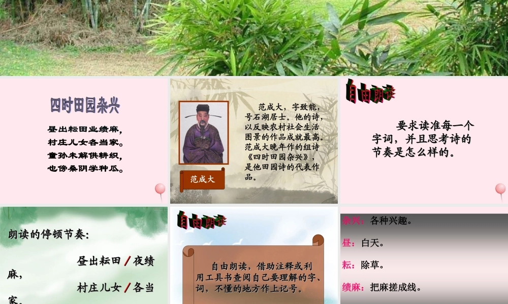 二年级语文下册 第二单元 第6课《四时田园杂兴》课件2 北京版-北京版小学二年级下册语文课件