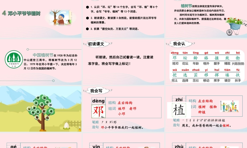 二年级语文下册 课文（一）4《邓小平爷爷植树》教学课件 新人教版-新人教版小学二年级下册语文课件