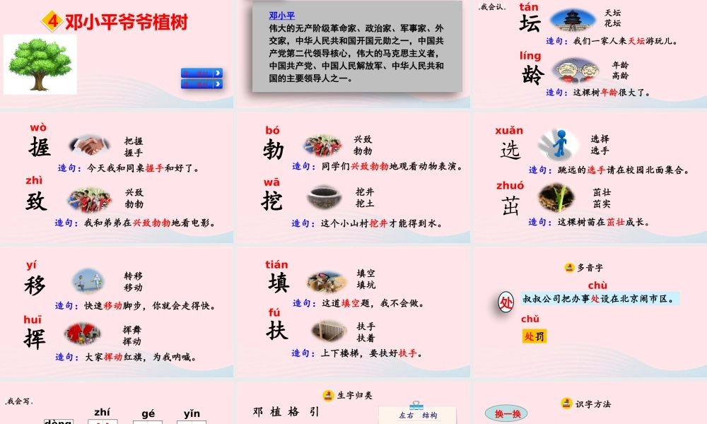 二年级语文下册 课文（一）4《邓小平爷爷植树》教学课件 新人教版-新人教级下册语文课件