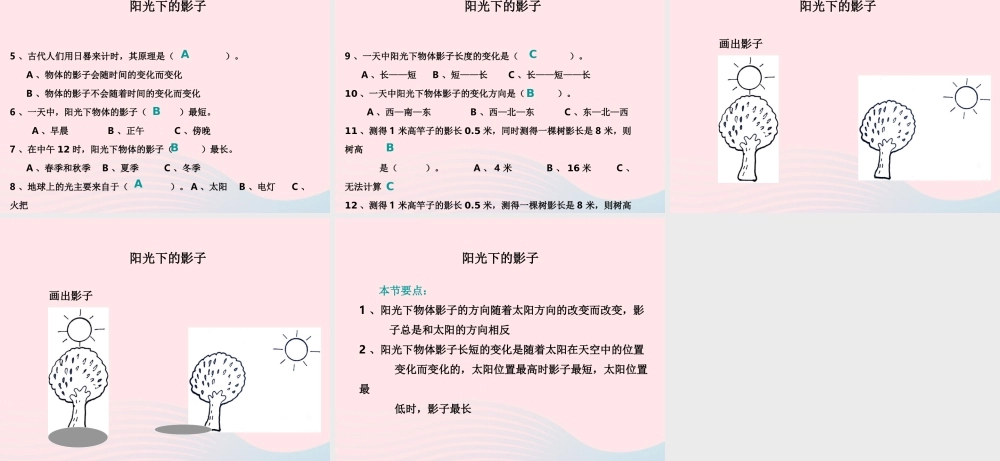五年级科学上册 2.2《阳光下的影子》课件（1） 教科版-教科版小学五年级上册自然科学课件