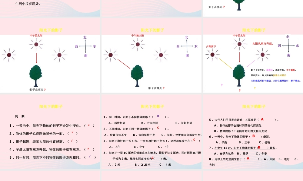五年级科学上册 2.2《阳光下的影子》课件（4） 教科版-教科版小学五年级上册自然科学课件