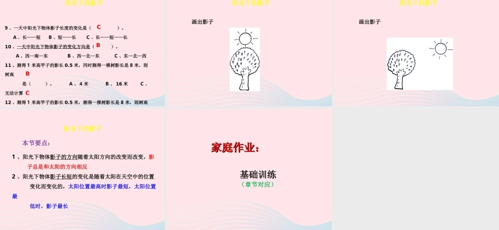 五年级科学上册 2.2《阳光下的影子》课件（4） 教科版-教科版小学五年级上册自然科学课件