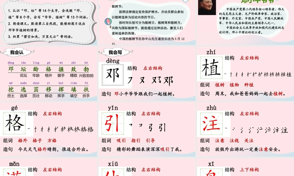 二年级语文下册 课文1 4 邓小平爷爷植树课堂教学课件 新人教版-新人教版小学二年级下册语文课件