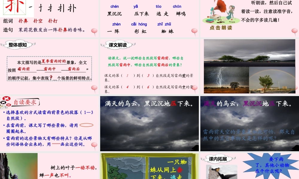 二年级语文下册 课文5 16 雷雨课堂教学课件 新人教版-新人教版小学二年级下册语文课件