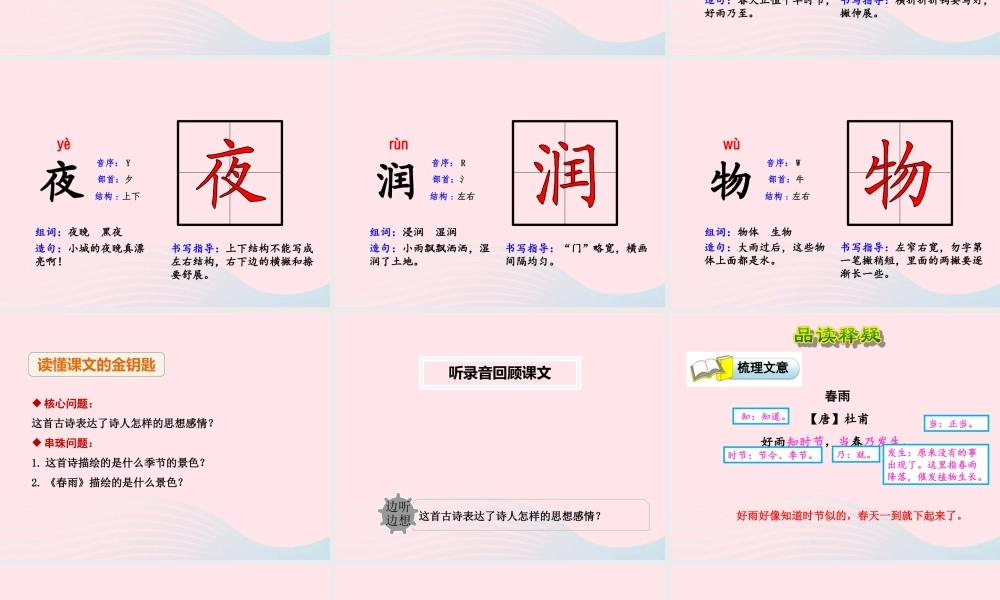 二年级语文下册 课文1 第1课《古诗两首》春雨课件 苏教版-苏教版小学二年级下册语文课件