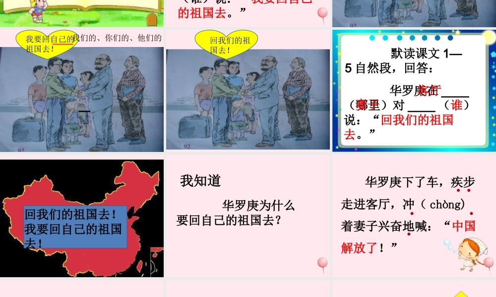 二年级语文下册 第六单元 第22课《回自己的祖国去》课件1 语文S版-语文S版小学二年级下册语文课件