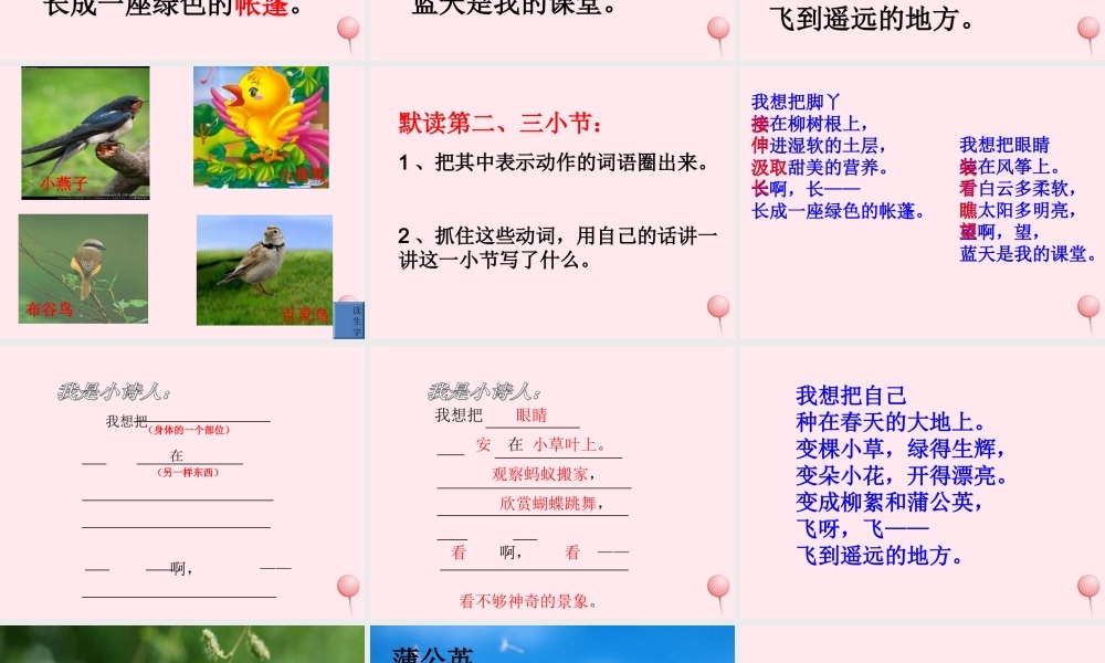 二年级语文下册 第六单元 第22课《我想》课件 冀教版-冀教版小学二年级下册语文课件