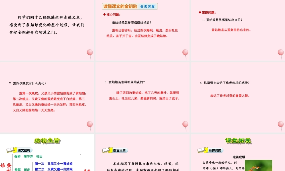 二年级语文下册 课文1 第2课《蚕姑娘》（第2课时）课件 苏教版-苏教版小学二年级下册语文课件