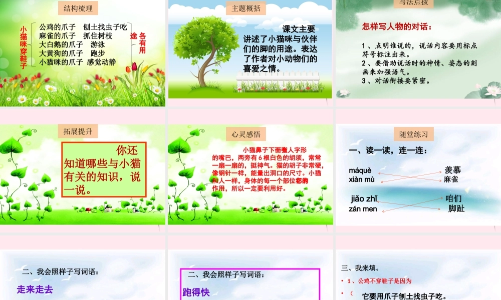 二年级语文下册 阅读二 第3课《小猫咪穿鞋子》课件 教科版-教科版小学二年级下册语文课件