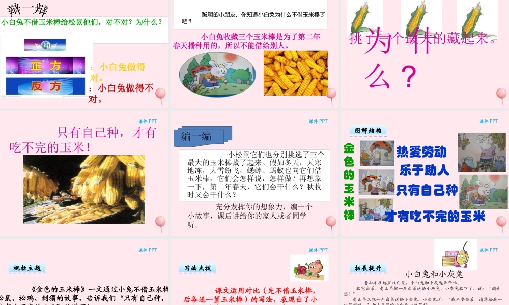 二年级语文下册 第七单元 第15课《金色的玉米棒》课件 湘教版-湘教版小学二年级下册语文课件