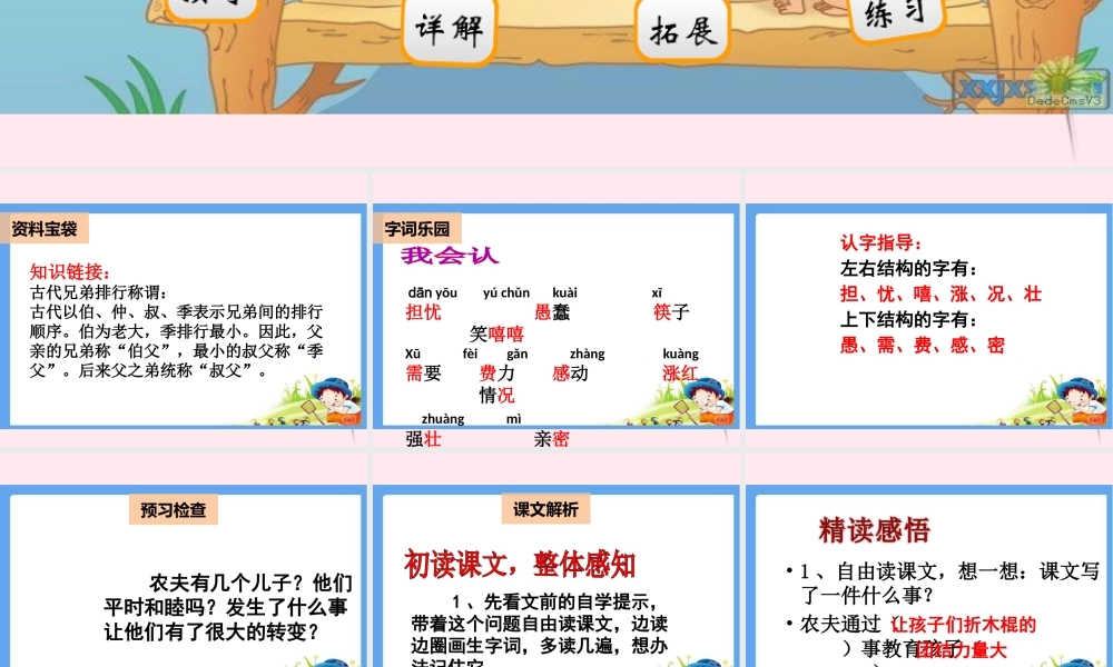 二年级语文下册 阅读六《农夫和他的儿子们》课件 教科版-教科版小学二年级下册语文课件