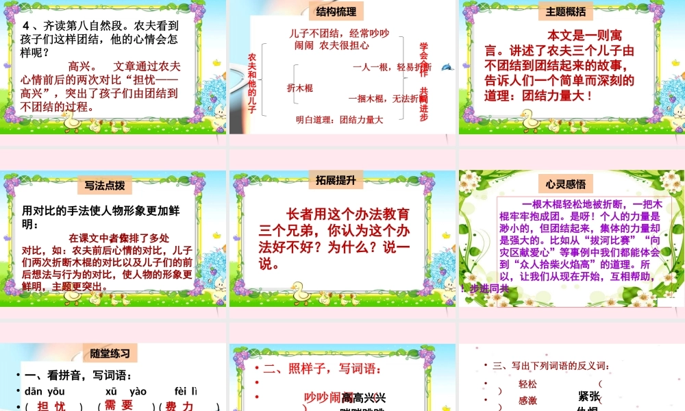 二年级语文下册 阅读六《农夫和他的儿子们》课件 教科版-教科版小学二年级下册语文课件