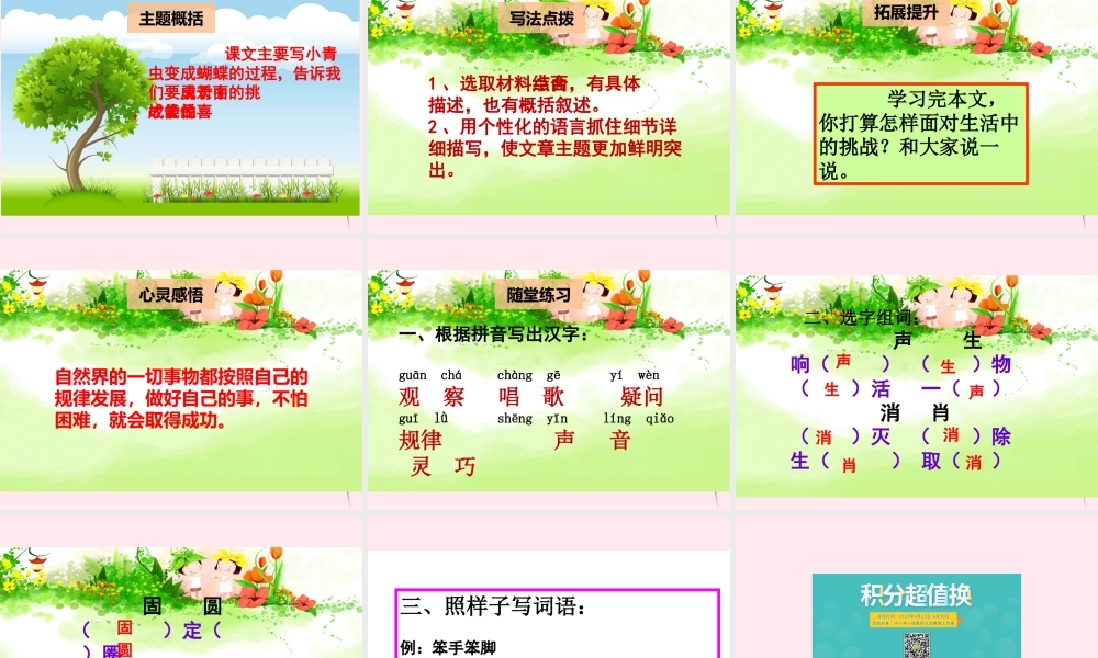 二年级语文下册 阅读七 第13课《小青虫》课件 教科版-教科版小学二年级下册语文课件