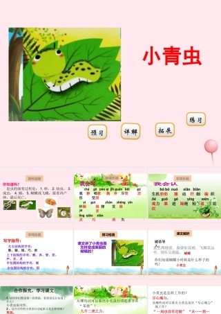 二年级语文下册 阅读七 第13课《小青虫》课件 教科版-教科版小学二年级下册语文课件