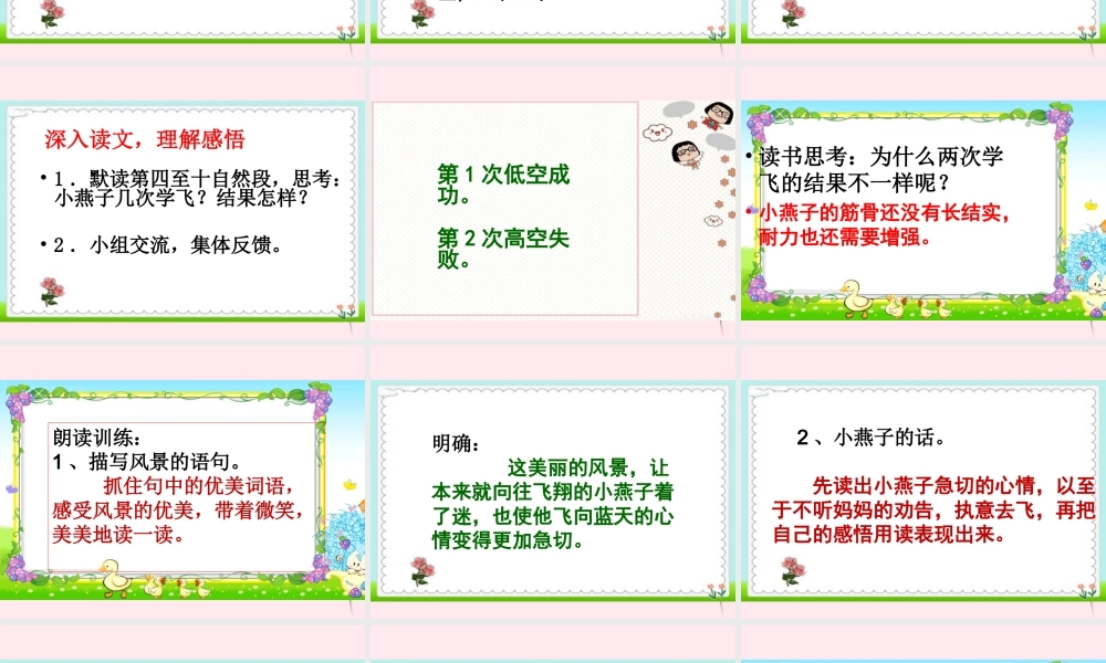 二年级语文下册 阅读七《小燕子学飞》课件 教科版-教科版小学二年级下册语文课件