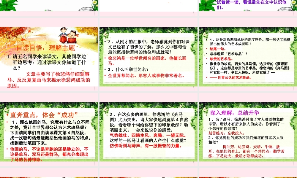 二年级语文下册 阅读三 第6课《徐悲鸿画马》课件 教科版-教科版小学二年级下册语文课件