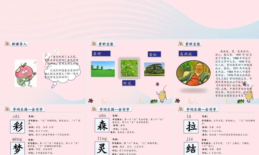 二年级语文下册 课文3 第8课《彩色的梦》课件1 新人教版-新人教版小学二年级下册语文课件