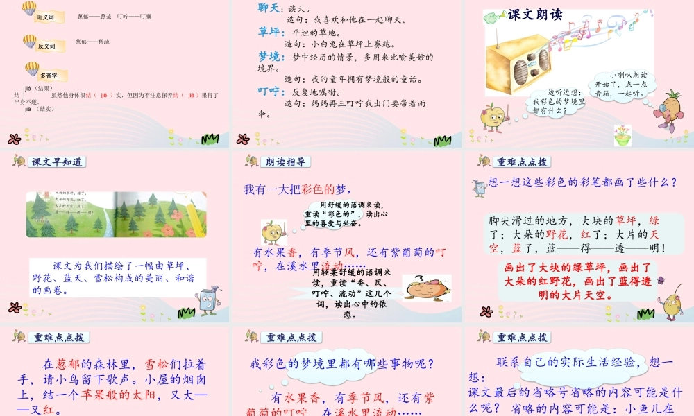 二年级语文下册 课文3 第8课《彩色的梦》课件1 新人教版-新人教版小学二年级下册语文课件