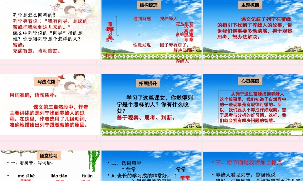 二年级语文下册 阅读四《蜜蜂引路》课件 教科版-教科版小学二年级下册语文课件