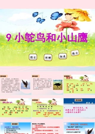 二年级语文下册 阅读五 第9课《小鸵鸟和小山鹰》课件 教科版-教科版小学二年级下册语文课件