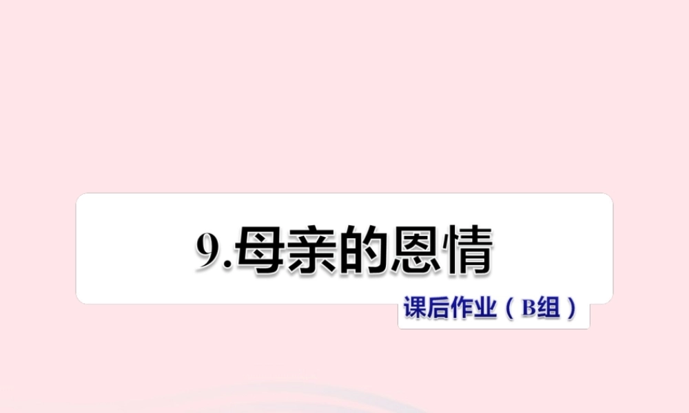 二年级语文下册 课文3 第9课《母亲的恩情》习题课件 苏教版（B组-提升篇）课件