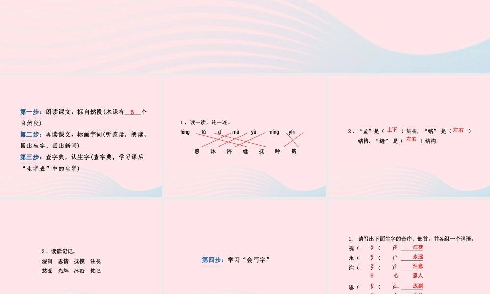 二年级语文下册 课文3 第9课《母亲的恩情》习题课件 苏教版课前预习课件