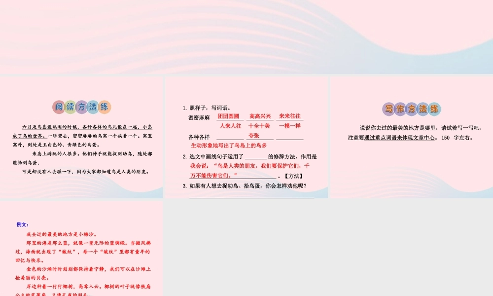 二年级语文下册 课文5 第19课《鸟岛》习题课件 苏教版A组-基础篇）课件